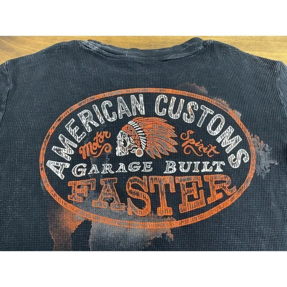 Affliction American Customs MC Long Sleeve Black Womens Shirt Size Medium - Picture 8 of 8